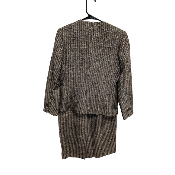 Doncaster Silk Two-Piece Set Textured Button-Up Blazer Pencil Skirt Size 2 - Picture 2 of 13